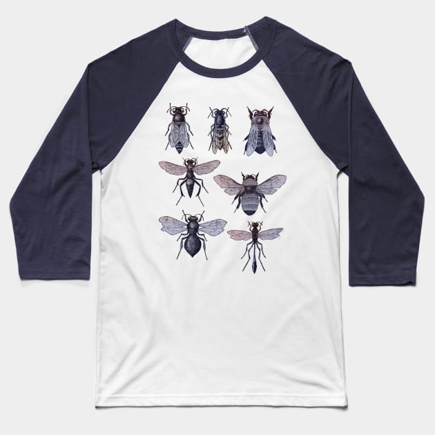 Bees and Wasp (gradient) Baseball T-Shirt by gemsart1990